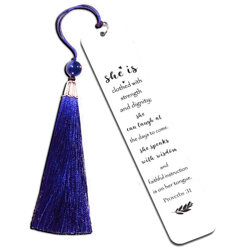 OCCdesign Inspirational Christian Bookmarks Gifts Bible Verse Bookmark for Book Lovers Religious Church Gifts- She is Clothed with Strength M017