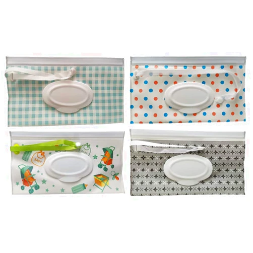 Mailaoqi Reusable Eco Friendly Durable Portable Wet Wipe Pouch,Travel Wipes Dispenser Travel Wipes Bag Wipe Pouches Baby Wet Wipe Cases Set of 4