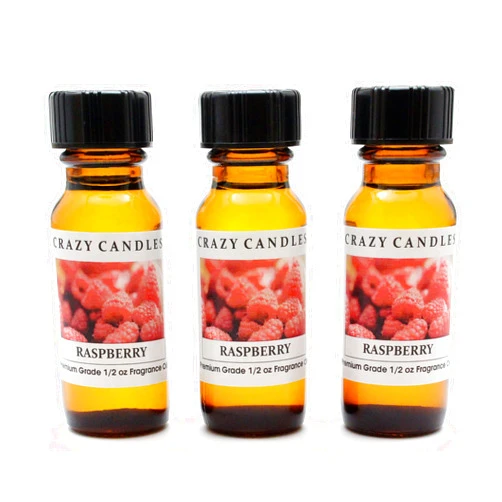 Crazy Candles Raspberry 3 Bottles 1/2 Fl Oz Each (15ml) Premium Grade Scented Fragrance Oil