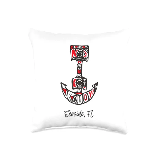 Proud Floridian FL Sailing Seaside, Florida Fishers Native American Nautical Anchor Throw Pillow, 16x16, Multicolor