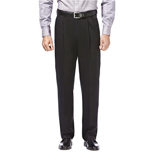 Haggar Mens Premium No Iron Khaki Classic Fit Pleat Front Regular and Big & Tall Sizes