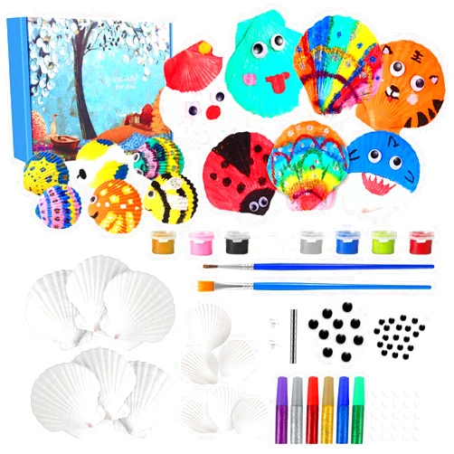 WODEER Sea Shell Painting Kit for Kids, Christmas Birthday Gifts for Girls Boys Toys for Ages 4 5 6 7 8 9, Children DIY Creative Activity Art Toys with Refrigerator Magnets, 4-12 Year Old Arts & Crafts Gifts