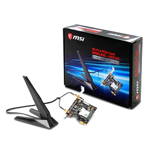 MSI Dual Band AX 200 WiFi 6 Bluetooth 5.0 Long Range Wireless MU-MIMO PCIe Network Adapter Card (AX916C)