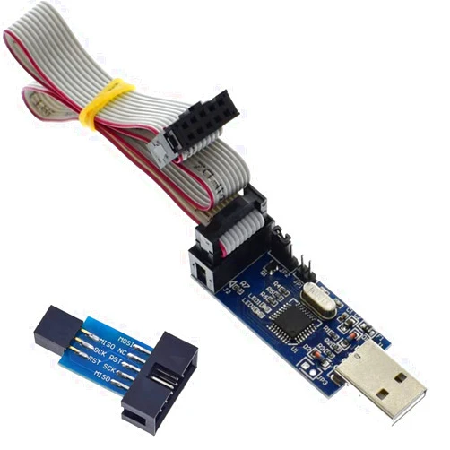 Aihjcnele Downloader Programmer for 51 AVR USB ISP ASP Microcontroller Module with Cable ATMEGA8 USBISP USBasp Bootloader with 10Pin to 6Pin Adapter Board STK500
