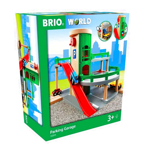 BRIO World 33204 Parking Garage - Ultimate Toy Train Accessory | Interactive Play | Compatible with All BRIO Train Sets | FSC Certified Wood Material | Ideal for Kids Age 3 and Up