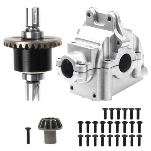 Share Goo ShareGoo Metal Differential Gearbox Housing Cover & Differential Gear Set Compatible with WLtoys 144010 144001 144002 124016 124017 124018 124019 RC Car (Silver)