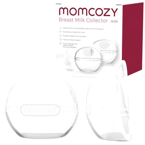 Momcozy Breast Milk Collector, Milk Collectors for Breastfeeding, Reusable Breast Milk Shells, Silicone Catcher with More Fit & Soft (3oz/90ml, 2 Counts)