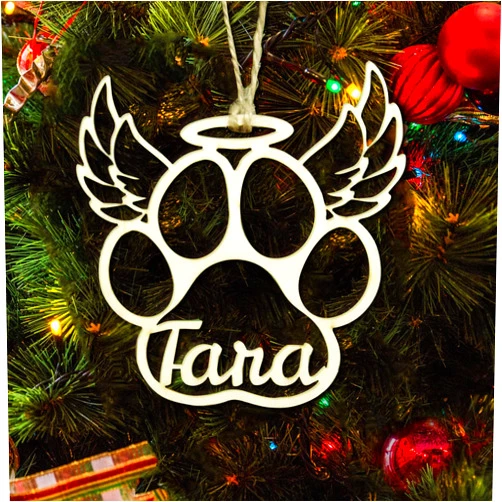Wsmuyoah 2022 Personalized Dog Paw Ornaments for Christmas Tree, Custom Engraved Pet Christmas Tree Decorations Dog Ornament - Personalized Wooden Pet Memorial - Christmas Home Decorations (Dog-10#)