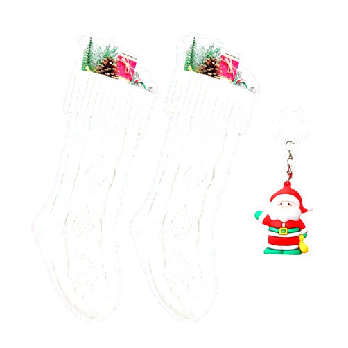 ZGCYSMHT Christmas Stockings 18 Inches Classic Cable Knitted Set Large Classic Fireplace Hanging Stockings for Kids,Family Stocking Holiday Party Xmas Decoration（White Pack 2 ）