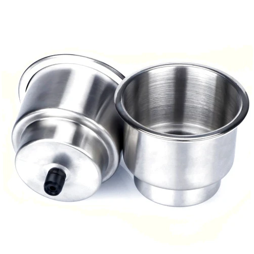 Marinebaby 2PCS Stainless Steel Cup Drink Holder with Drain Marine Boat Rv Camper