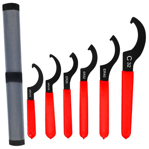 AutoWanderer Tool Universal Spanner Wrench Set 6Pcs Steel Adjustable Shock Wrench Coilover Spanner Motorcycle Coil Over Shock Adjustment Tool