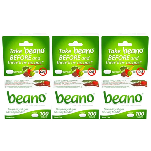 Beano Food Enzyme, 100 Tablets each (Value Pack of 3)