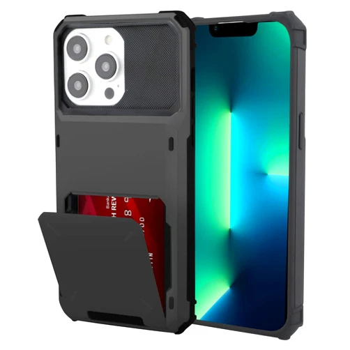 Marphe Wallet Case for iPhone 14 Pro Case with 4-Card Credit Card Holder Slot Shockproof Cover Hybrid Heavy Duty Protection Armor Phone Case Compatible with iPhone 14 Pro 5G 2022 -Grey