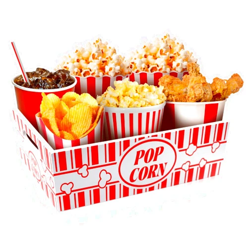 Yamahiko Movie Night Snack Tray with Handles, Reusable Popcorn Movie Night Snack Trays Bowl Bucket Basket Box Organizer Supplies for Countertop Storage Wooden Movie Theater Snack Basket Tray(Popcorn)