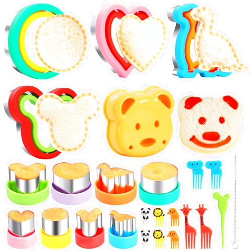 Sykuduerly Sandwich Cutters for Kids Lunch, 25 Pcs Sandwich Cutter and Sealer Set, Uncrustable Sandwich Cutter for Lunch Box, Vegetable Fruit Cutter Shapes for Kids Bento Box