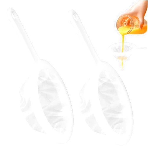 Qianyu 2 Pcs Fine Mesh Strainer Nylon Food Filter Spoon Kitchen Juicing Sieve with Plastic Handle Colander Separation Net for Filtering Coffee Juice Wine Jelly Brine Shrimp 120/200 Mesh