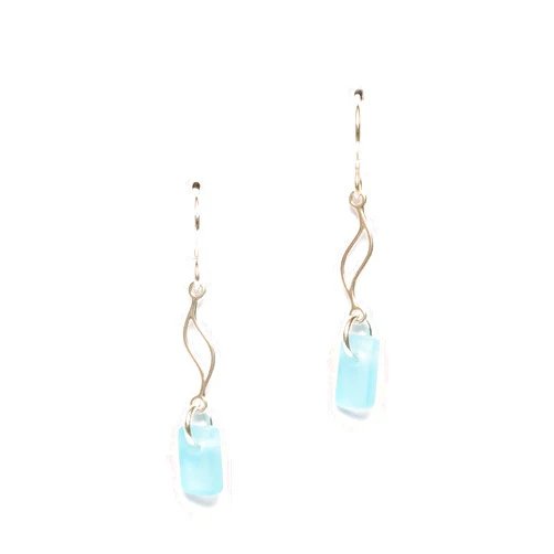 EcoSeaCo Sea Glass Journey Earrings (Aqua) - Sterling Drop Beach Earrings for Women by EcoSeaCo, using recycled and sustainable material. Handmade in the USA