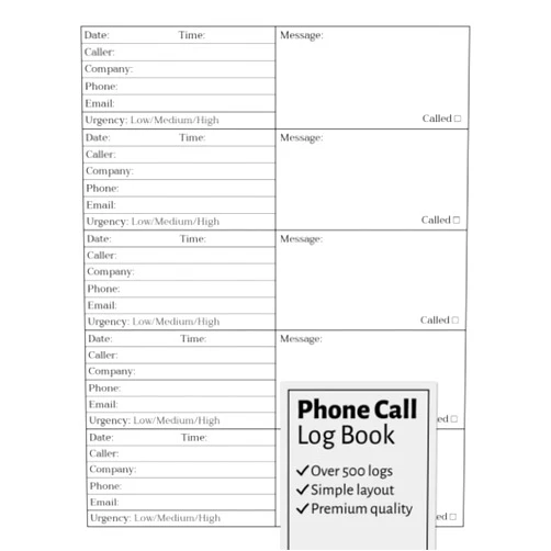 Alex A. Myles Phone Call Log Book: Telephone Message Book With Over 500 Call Log Space, Voicemail Notebook, Inbound and Outbound Call Log Book for Business