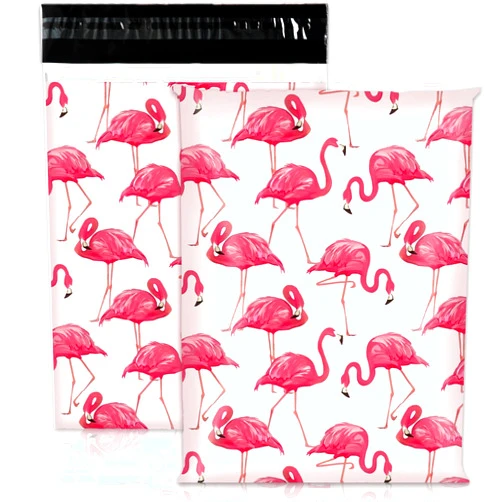 JarThenaAMCS 100Pcs Flamingo Poly Mailer 10 x 13 Inch Pink Summer Tropical Packaging Bags Self Seal Mailing Envelope Bags for Small Business Clothing