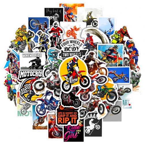MUYINGZHUO Dirt Bike Stickers, 50PCs Pack, Cool Mountain Extreme Motor Stickers, Vinyl Decal Stickers for Laptop, Hydro Flask, Water Bottle, Stickers for Kids, Toddlers, Teens (Mountain Bike)