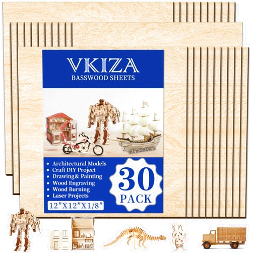 VKIZA 30 Pack Basswood Sheets 12