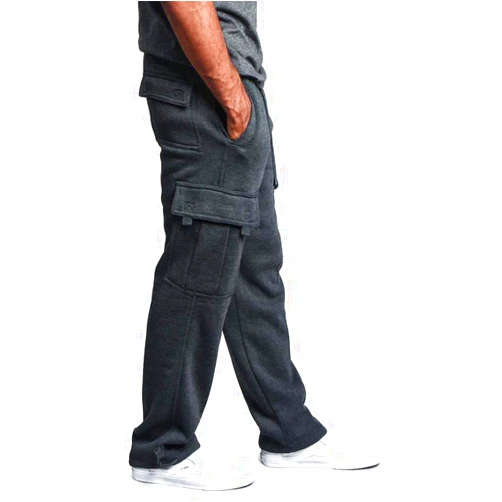 Suissewind Mens Heavyweight Fleece Cargo Sweatpants Fashion Sport Baggy Pants Jogger with Pockets Deep Grey