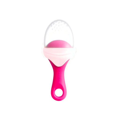 Boon Pulp Silicone Baby Fruit Feeder - Soft Silicone Baby Feeding - Fruit and Vegetable Baby Led Weaning Supplies - Baby Feeding Essentials - Pink/Blush - 1 Count