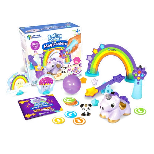 Learning Resources Coding Critters MagiCoders: Skye the Unicorn, Screen-Free Early Coding Toy For Kids, Interactive STEM Coding Pet, 22 Pieces, Ages 4+