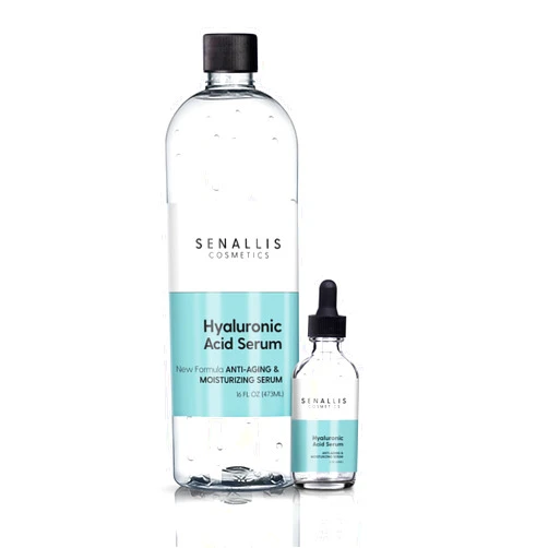 SenAllis Cosmetics Hyaluronic Acid Serum 16 fl oz And 2 fl oz, Made From Pure Anti Aging/Wrinkle, Ultra Hydrating Moisturizer That Reduces Dry Skin Manufactured In USA