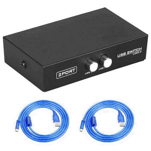 EEEKit Bundle for Printer Switch, 2 Port USB 2.0 Manual Printer Scanner Sharing Switch Hub 2 PC to 1 Splitter Adapter, 2 Pack USB A to B Printer Cable