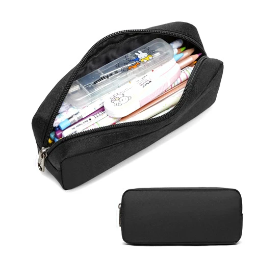Della Gao Small Pencil Case Large Capacity Pencil Pouch Marker Pen Bag Coin Pouch Office Stationery Organizer (Balck)