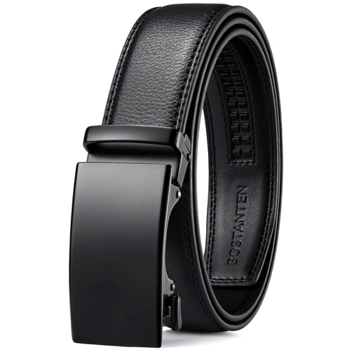 BOSTANTEN Mens Belt Leather Ratchet Belt For Men Dress and Casual with Adjustable Buckle, Trim to Fit