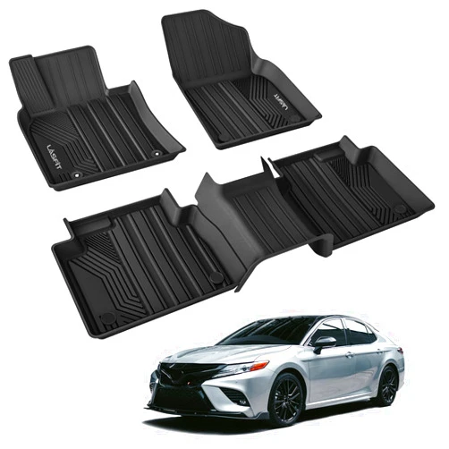 LASFIT Floor Mats for Toyota Camry 2018-2024, FWD Only (Not Fit for Hybrid or AWD), 100% TPE All Weather Custom Fit Floor Liners 1st & 2nd Row Car Mats for Camry L/LE/SE/TRD/XLE/XSE, Black