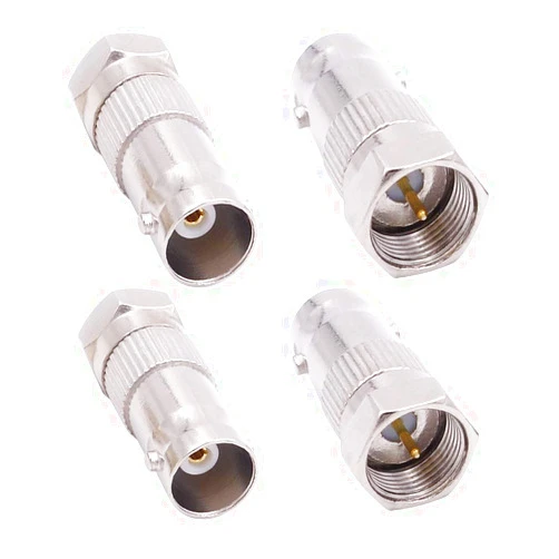 Fancasee (4 Pack) 75 Ohm F Type Male to BNC Female Plug Jack Connector Adapter Coupler Converter for CCTV Video Applications Coax Coaxial Cable Cord