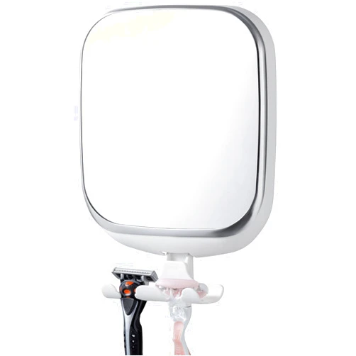 TAILI Shower Mirror Fogless with Razor Holder, Anti Fog Mirror for Shaving Suction for Men, Fogless Mirror Shatterproof & Waterproof, Removable, Wall Mounted (White)