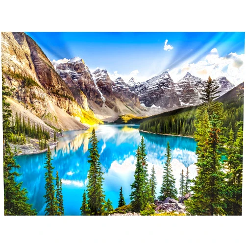 Tucocoo Landscape Sunset View of Moraine Lake & Mountain Range Tapestry Forest Tree Tapestry Tranquil Lake Tapestry Nature Landscape Tapestry Wall Hanging for Room(59.1X78.7 inches)