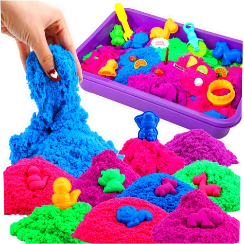 Asoxt Sensory Bin for Boy Girl Kid Toy - 43pcs Play Sand Art Kit with Sandbox, 4lb Color Sand, 17 Molds, Sensory Toy Birthday Gift for Girl Toddler Ages 3-8