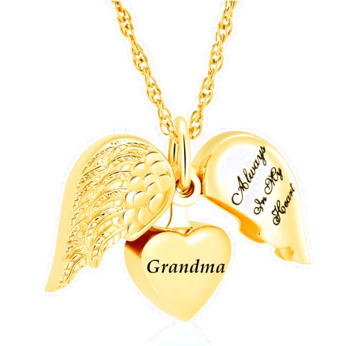 shajwo Cremation Jewelry Angel Wing Heart Urn Necklaces for Ashes Memorial Keepsake Pendant for Women Men