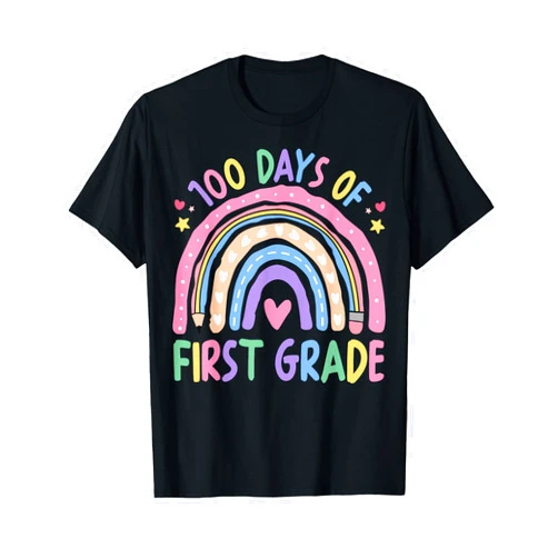 100 Days of School Teacher & Student Apparel Co. Happy 100th Day of 1st Grade Teacher Kids 100 Days Smarter T-Shirt
