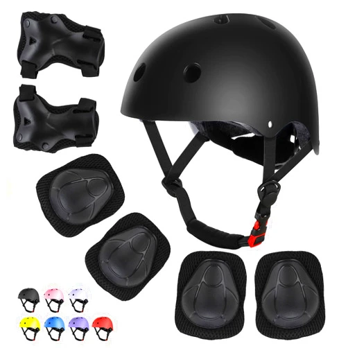 WayEee Kids Bike Helmet Set Skateboard Knee Pads, Helmet Pad Set Protective Gear Set Adjustable for Girls Kids 3-10 Helmet Elbow Pads Wrist Guards for Sport Cycling Bike Roller Skating Scooter