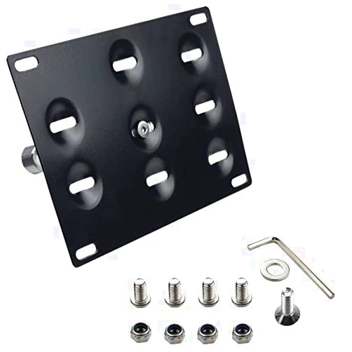 Dewhel Front Bumper Tow Hook License Plate Mount Bracket Holder Bolt On No-Drill Modification Tow Eye LP Holder Compatible with Volkswagen MK7 VII Golf GTI 2015-Up