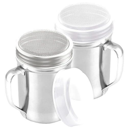 CUSINIUM Powdered Sugar Shaker Duster - With Handle - Cinnamon Shaker For Coffee Bar - Fine Mesh Dredge - 6 ounce, pack of 2 | Style: Fine