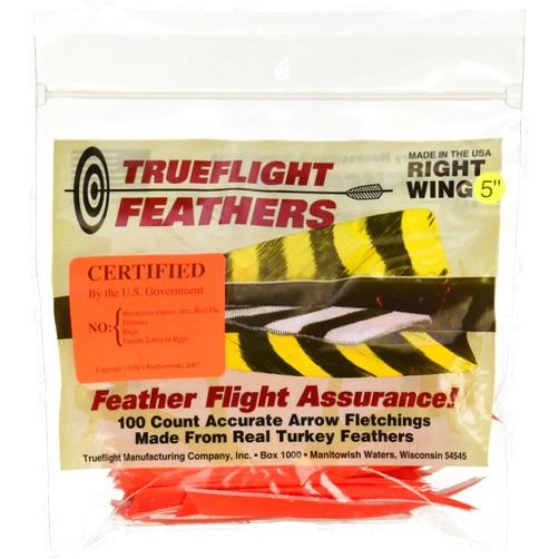 Trueflight Mfg Comp Inc TRUEFLIGHT Feathers Shield Cut 5 LW Orange 100/PK.