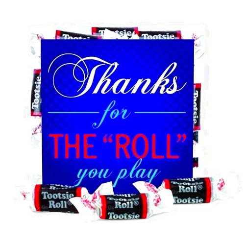 Promos On-Time Thanks For The Roll You Play Tootsie Roll Appreciation Treat Packs for Employee & Staff Appreciation Gifts (100)
