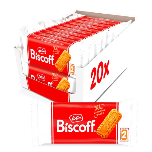 Biscoff Lotus Biscoff Cookies, Caramelized Biscuit Cookie Snack, Dispenser Box (20 sleeves of 2 extra large cookies) Vegan, 0.9 Ounce (Pack of 20)