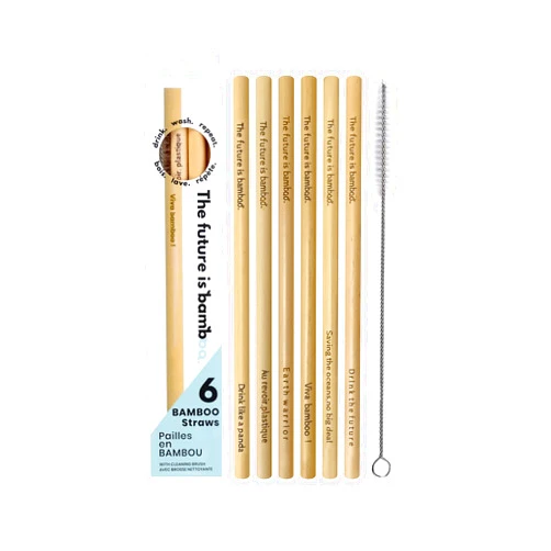 The Future is Bamboo - Bamboo Straws, Reusable, Biodegradable, 6 Pack