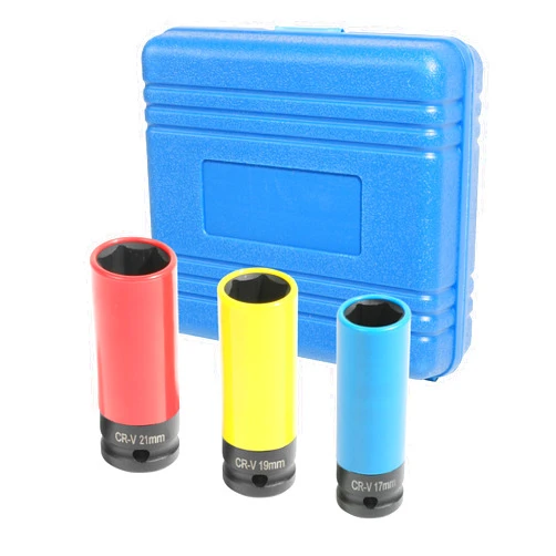 Bylikeho Automotive Tires & Wheels 1/2 inch Drive Impact Lug Nut Socket Set,Car Accessories Wheel Protector Impact Socket Set,CR-MO,Color-Coded,Lug Nut Thin Wall Deep Socket Set