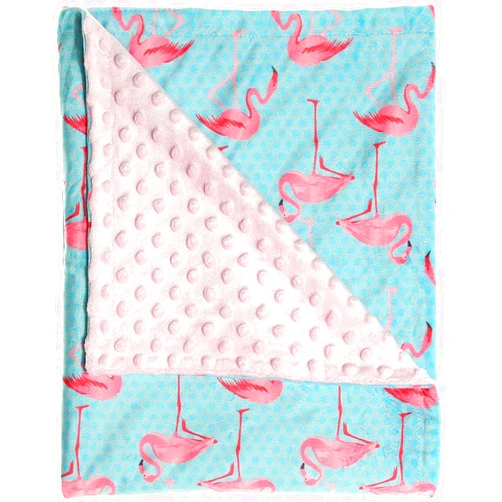 Brenaly Baby Blanket Super Soft Minky Blanket with Double Layer Dotted Backing Pink Flamingo Security Blanket for Newborns Nursery Stroller Receiving Toddlers Crib Bedding for Boy or Girl(30 x 40 Inch)