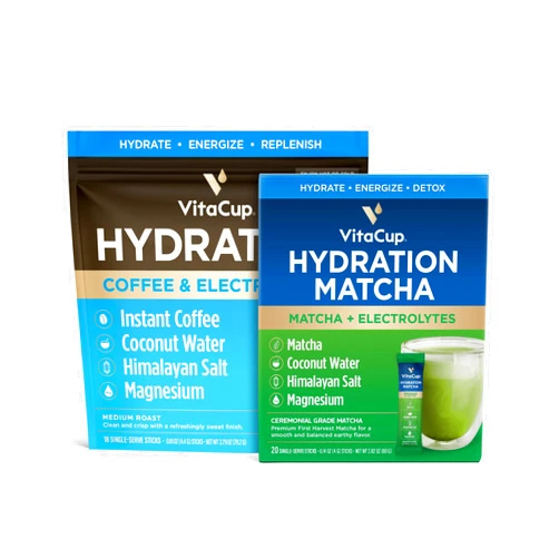 VitaCup Instant Hydration Matcha Packets 20ct & Hydration Instant Coffee Packets 18ct