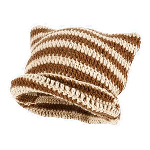 Dalulu Crochet Hats for Women Cat Ear Beanie Vintage Beanies Women Fox Hat Grunge Accessories Slouchy Beanies y2k Accessories